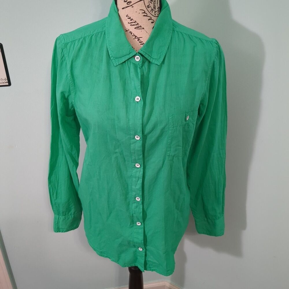 Fresh Produce small Palm Green Saltwater Button Up Shirt Top Blouse Cotton